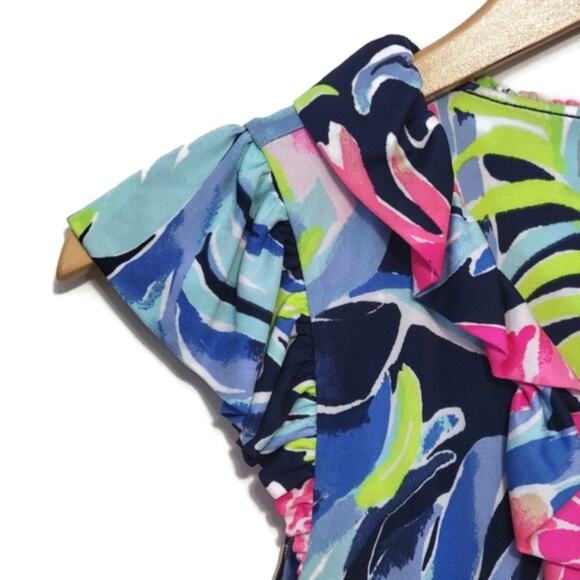 Lilly Pulitzer Clare Silk Jersey Dress High Tide Tropicolada Mini Floral Size XS - Picture 4 of 16